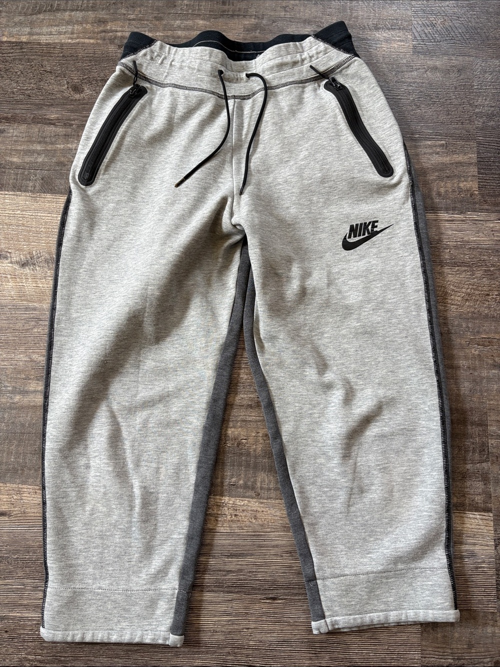 Nike Light Gray and Dark Gray Cropped Fleece Joggers